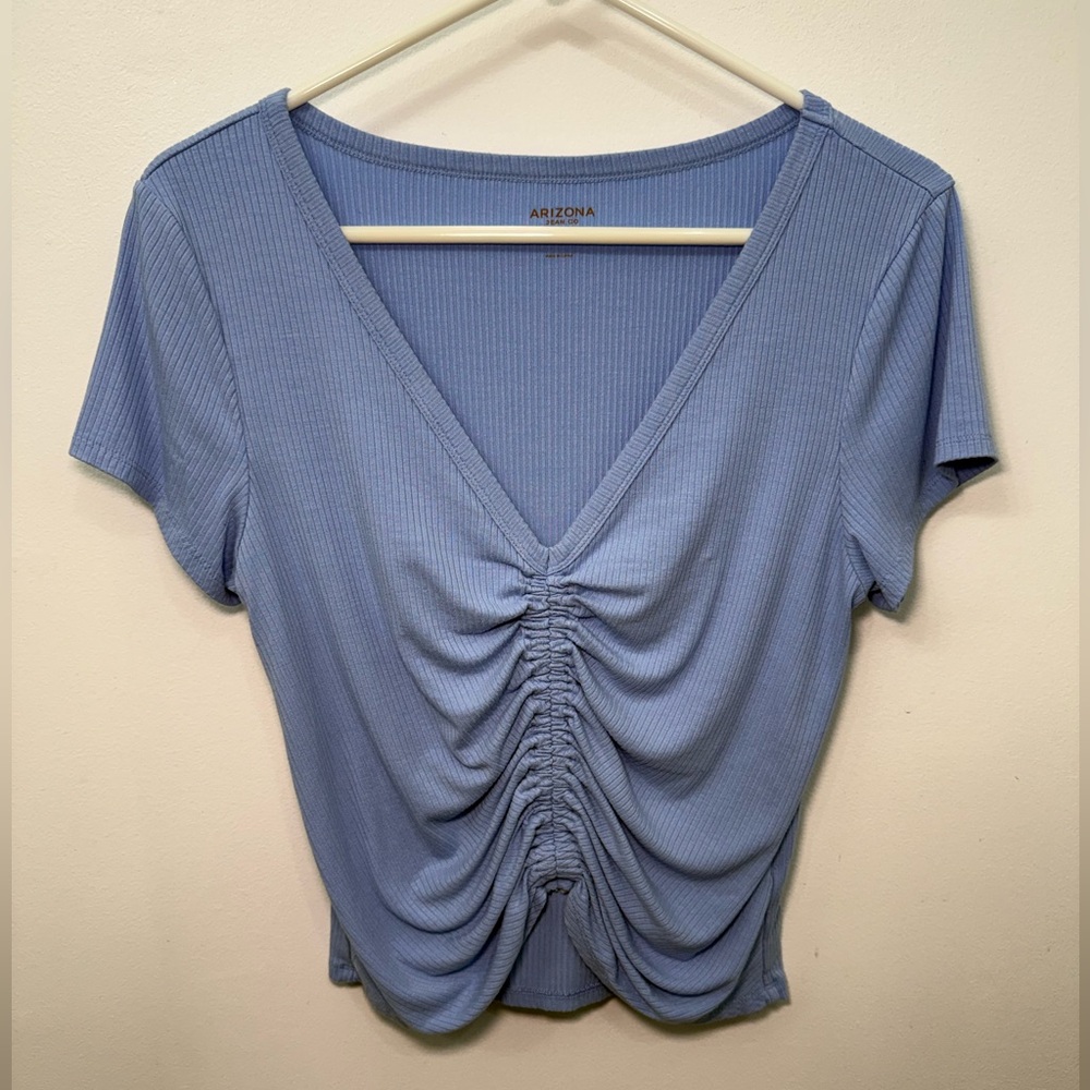 Arizona Jean Company Women's Ruched Short Sleeve Shirt
